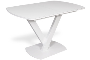 Стол FAUST 120(+40)x80 белый металл/ экстрабелое стекло