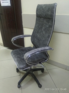 Кресло МЕТТА L 1 m 42/K118 велюр цвет серый пятилучие хром Ch