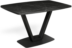 Стол ANCEL 130(+40)x80 черный металл/ камень нуар
