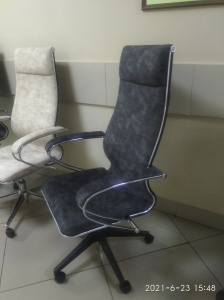 Кресло МЕТТА L 1 m 42/K118 велюр цвет темно-серый пятилучие хром Ch