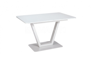 Стол ECLIPSE (1200-1600x800x760) SUPER WHITE / WHITE (экстрабелое стекло/белый)