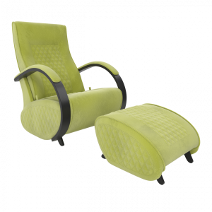 Кресло-качалка Balance 3, гляйдер, шпон орех, ткань Verona Apple Green с накладками