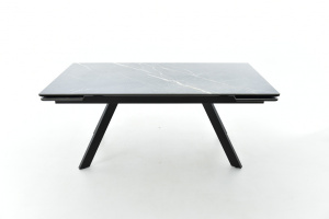 Стол Монако 180(244)x95 керам 3к, пленка черн глян, керамогранит Wacom pulido, каркас черн мат муар