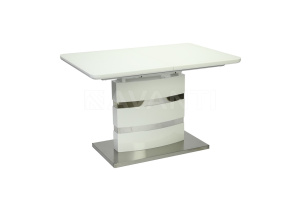 Стол SKY (1200-1600х1100х760) WHITE (белый лак со стеклом)